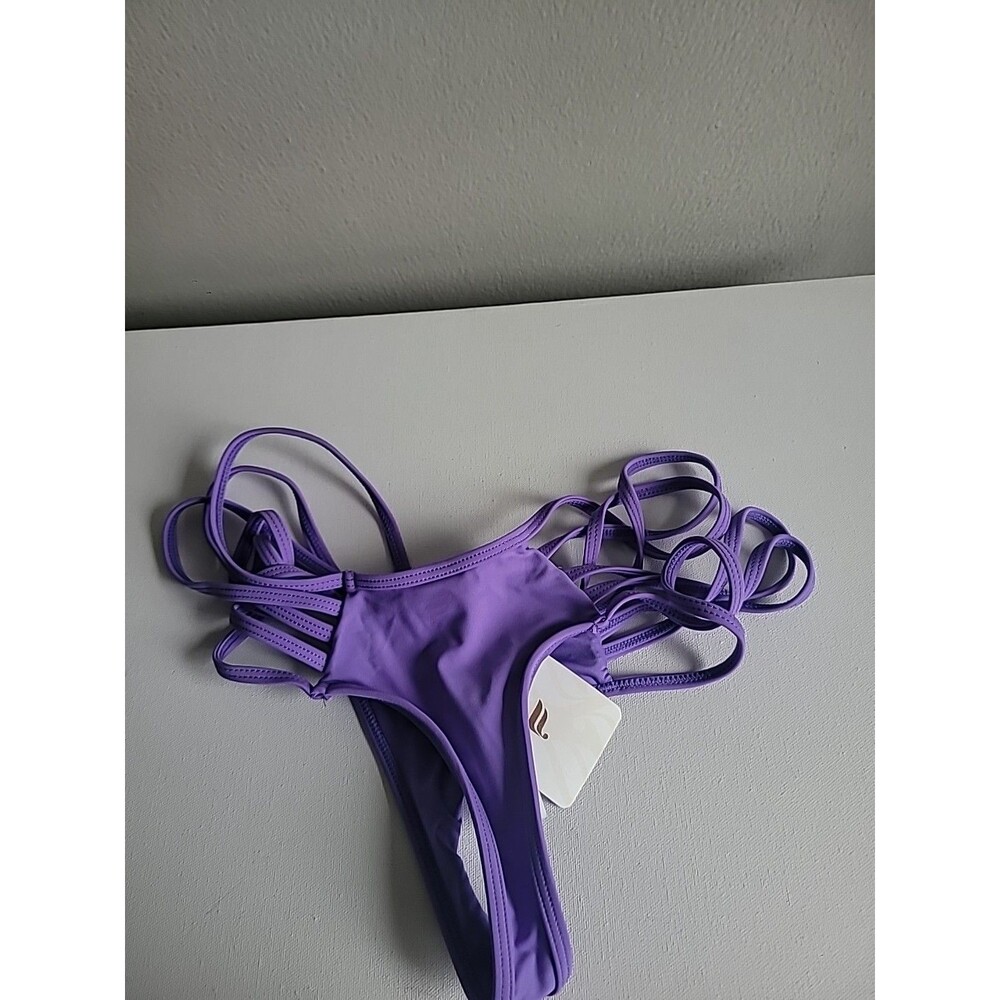New Fabletics Noa Strappy Bikini Bottom In Wild Wisteria Sz M